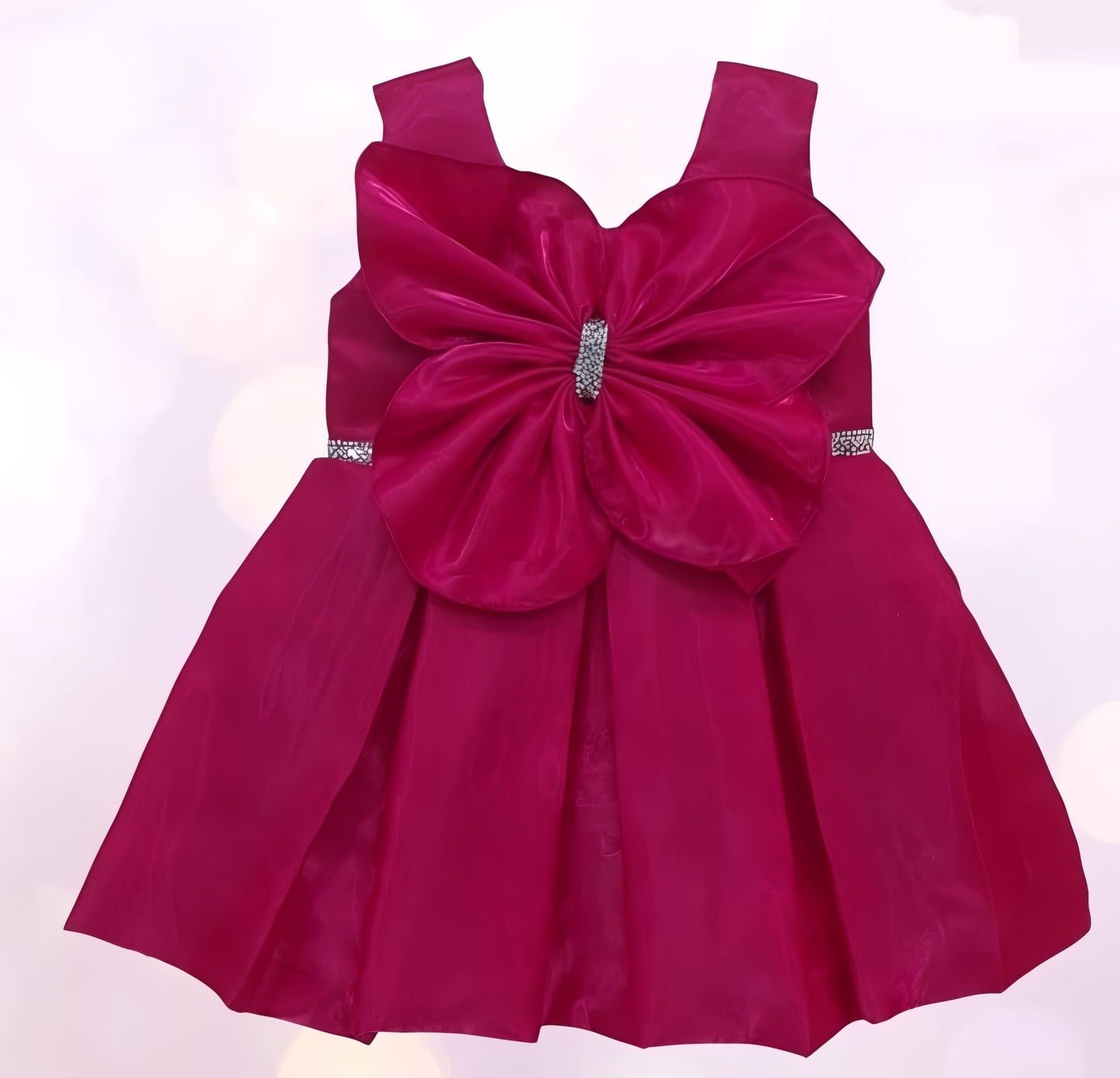 Rani Color frock with big flowery Pattern