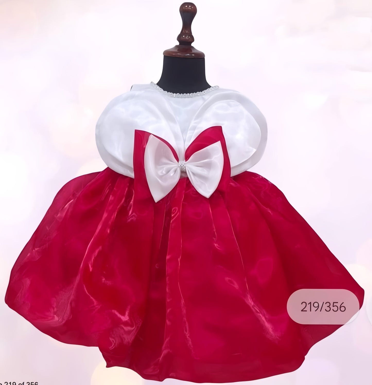 Red and White frock with bow
