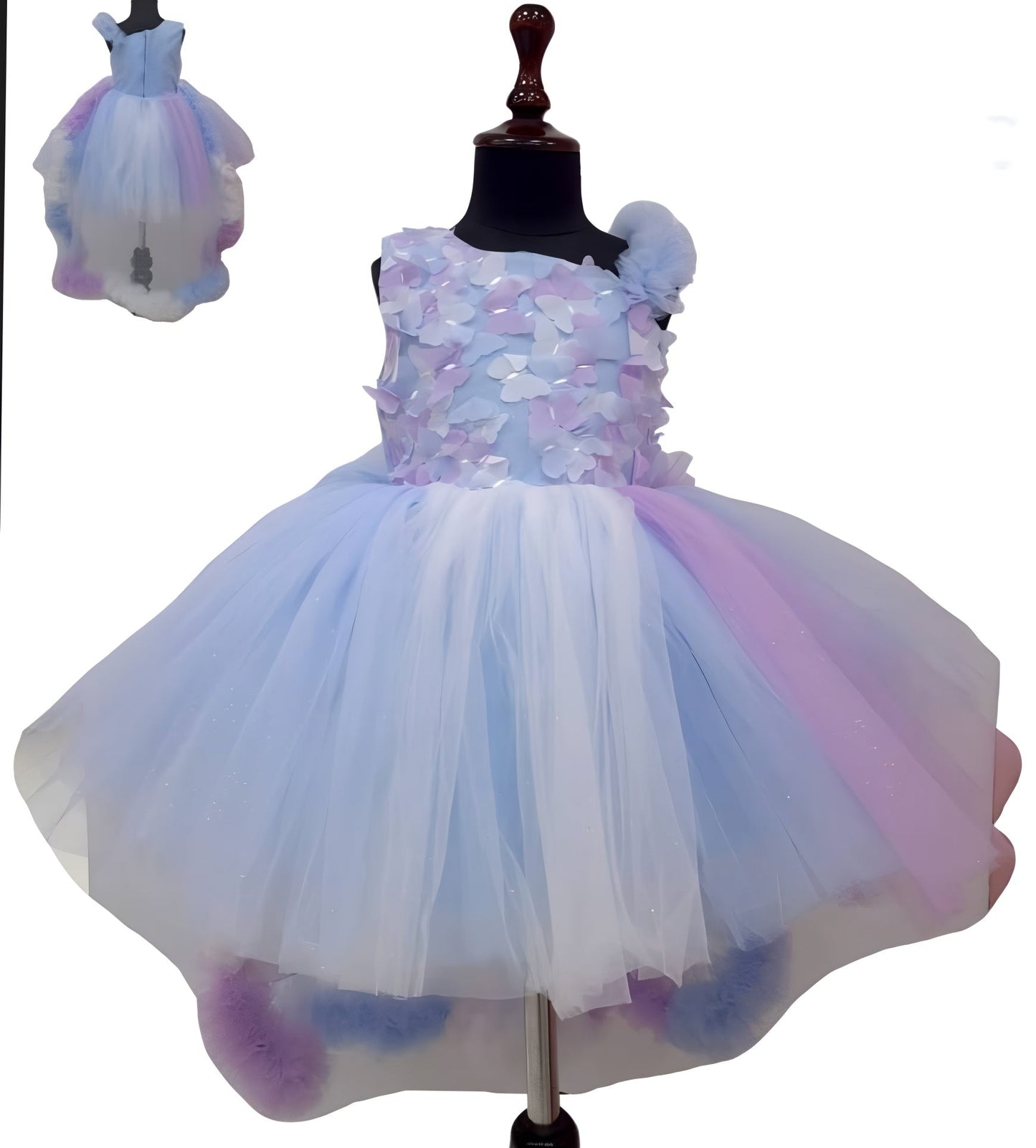 Multi-color Frock with 3d Butterfly