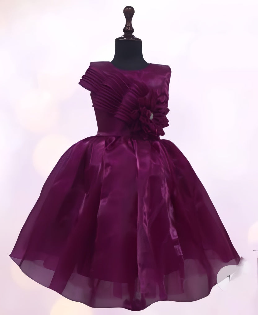 Wine Color Frock with cross bow