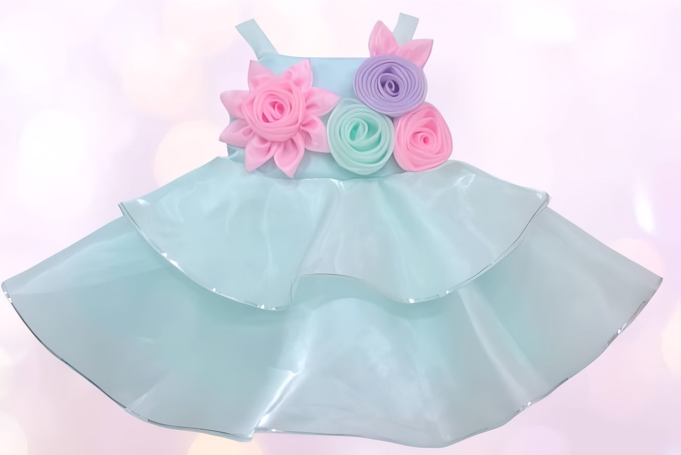 Sea Green Color Frock with Bow
