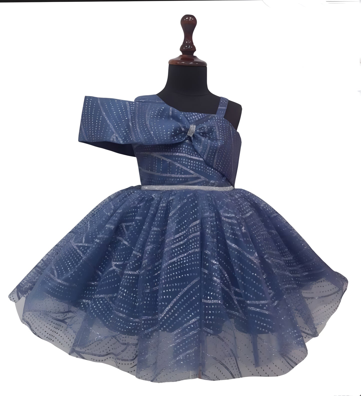 Blue Patterned Frock with bow