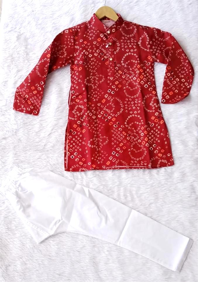 Aarom Red Color Printed Kurta Pajama