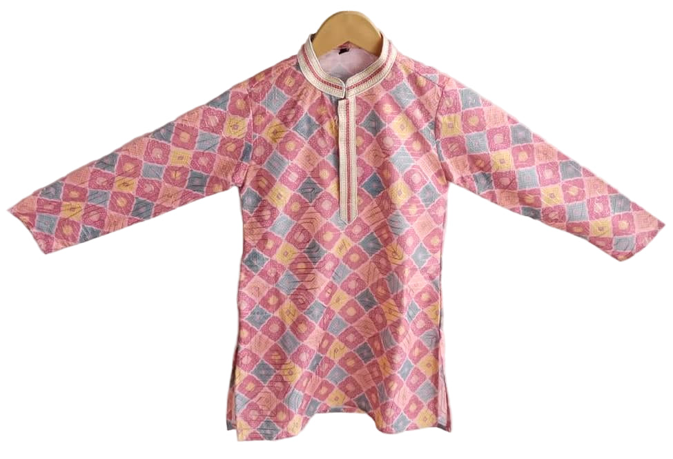 Aarom Pink Color Kurta Pajama Embroidered Collar