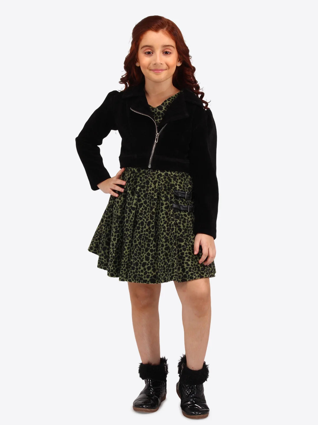 Olive Leopard Print Dress