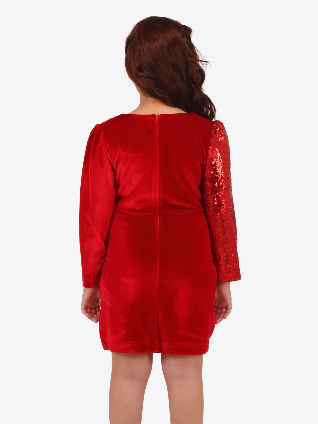 Red Asymmetric Stretch Velvet Dress