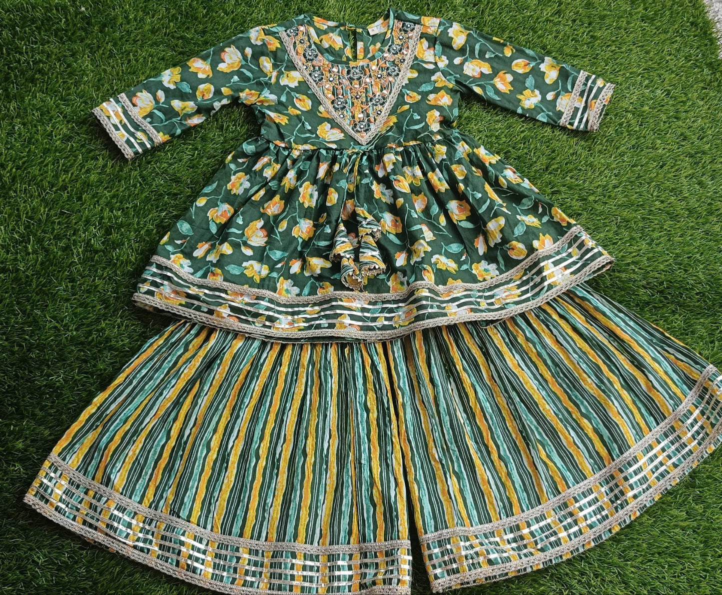Green Embroidary Sharara With Duppatta