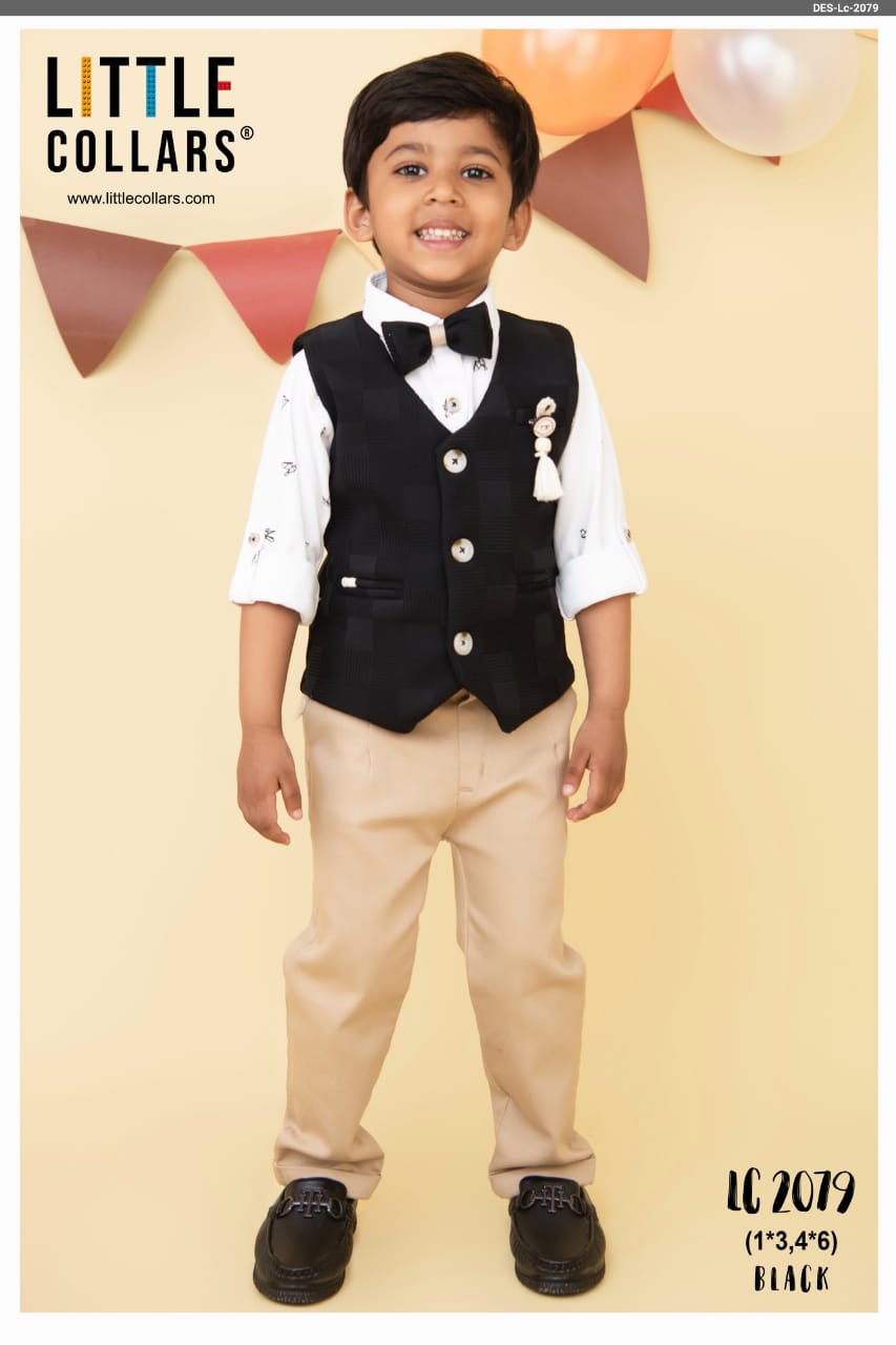 Little Collars Black Baba Suit With White T-shirt