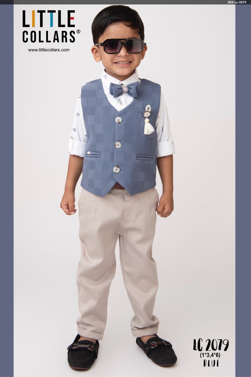Little Collars Blue Baba Suit With White T-shirt