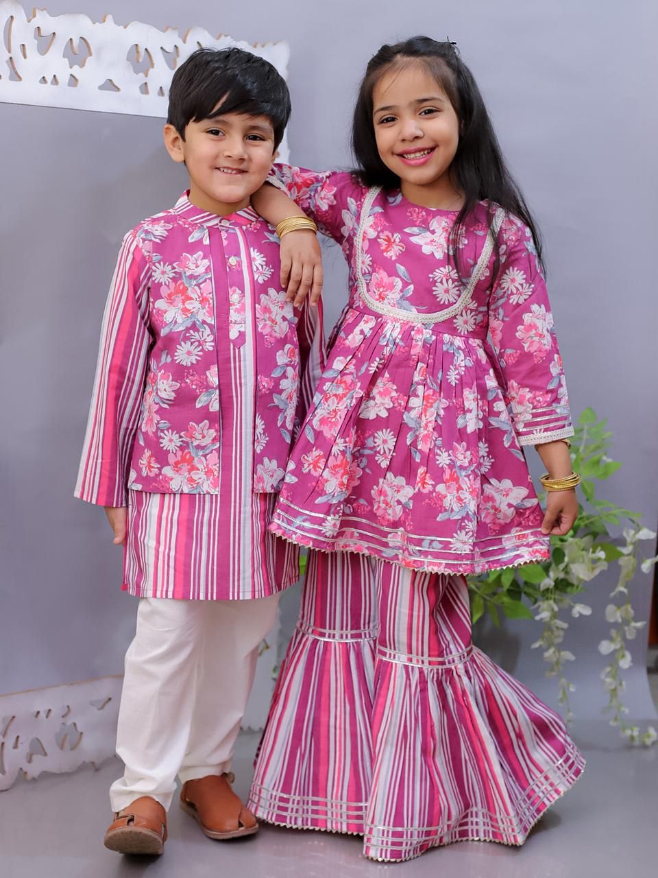 Lavender Color Flower Printed Sharara
