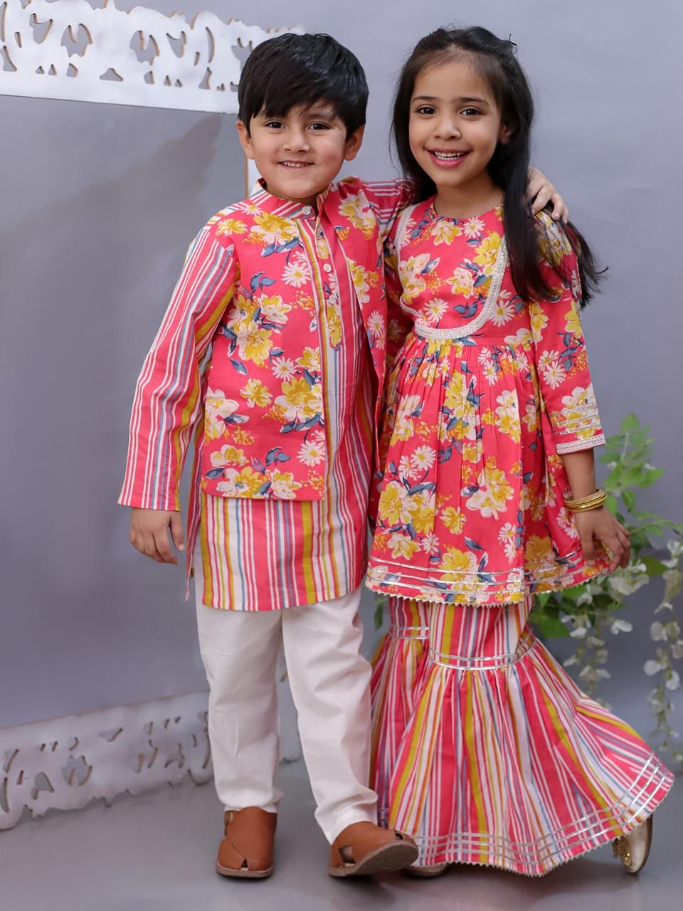 Pink Color Flower Printed Sharara