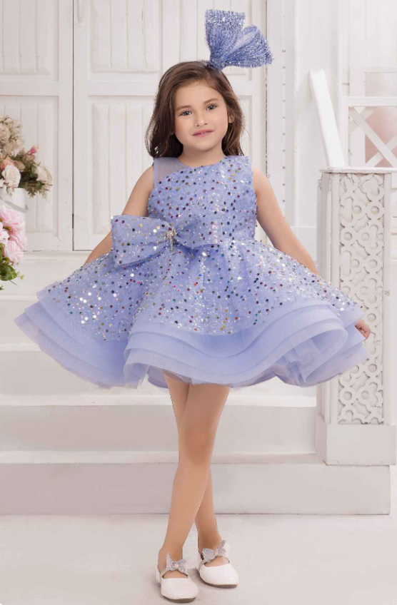 Blue Colour Frock With Sequin Detailing