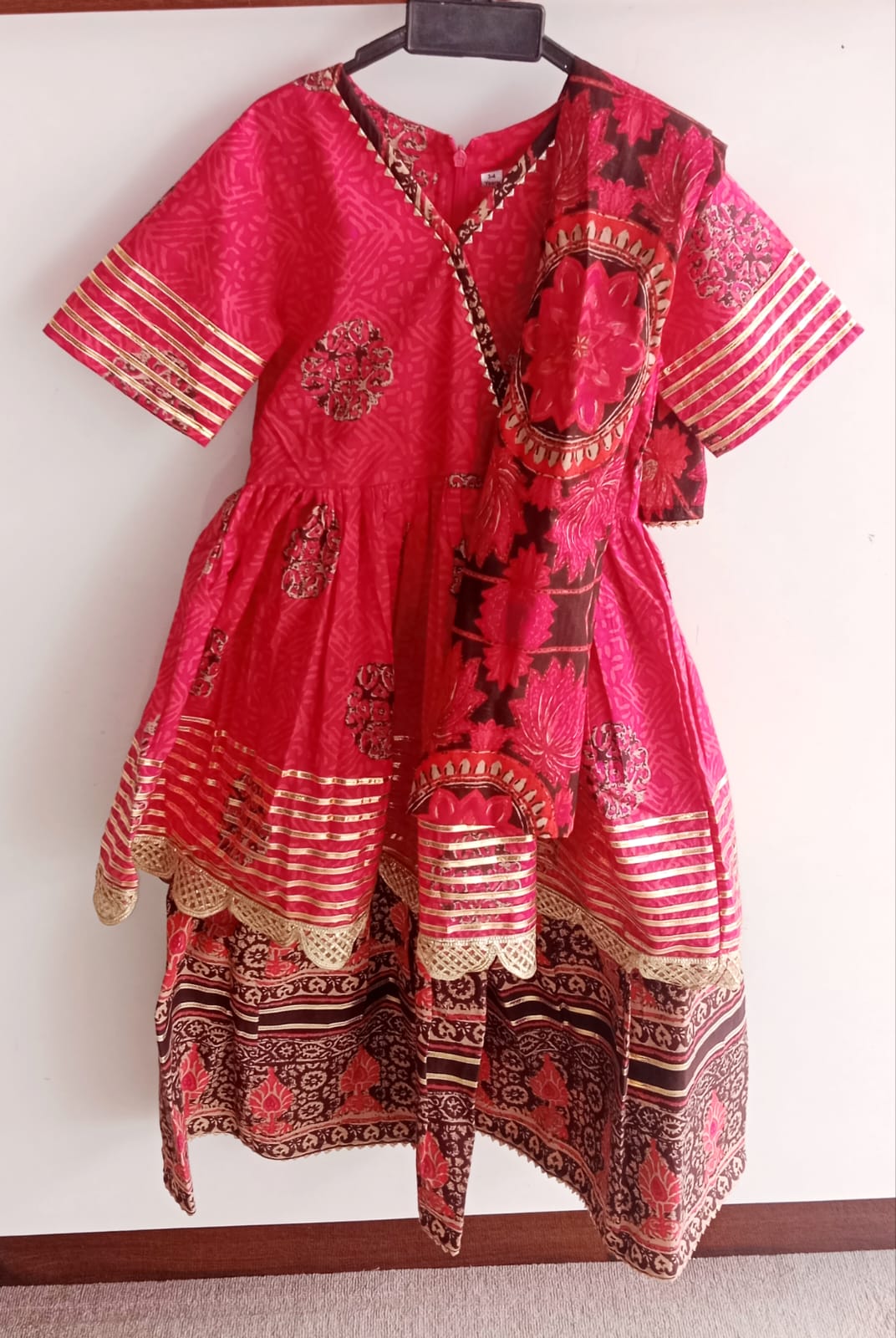 Pink Printed and Side tying Design Kurta