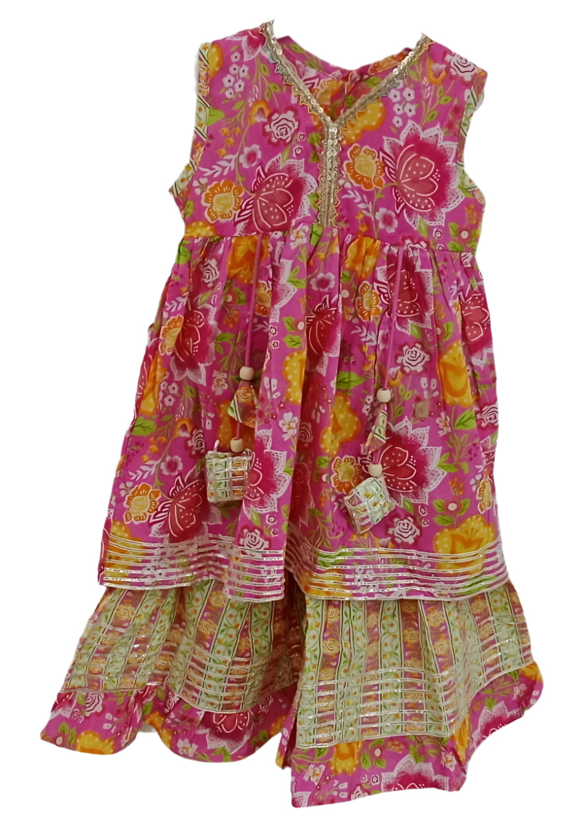 Pink Color Floral Sharara Set