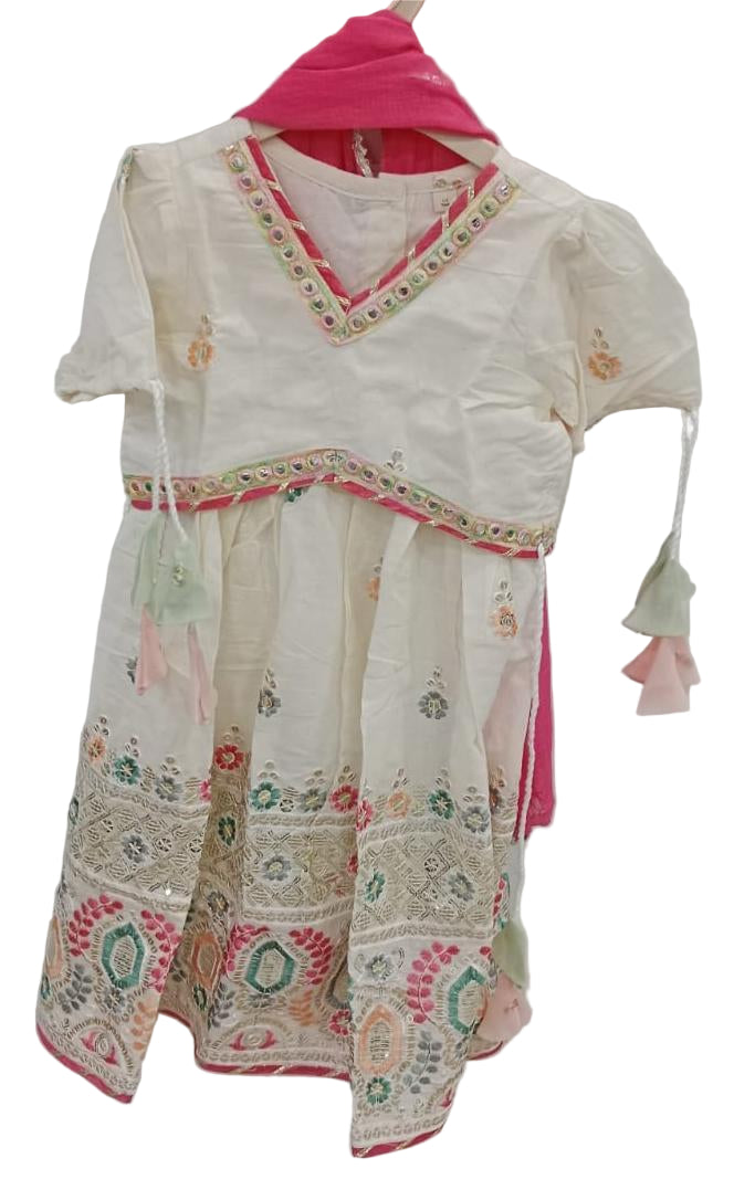 Kora Cotton Embroidery Lehenga