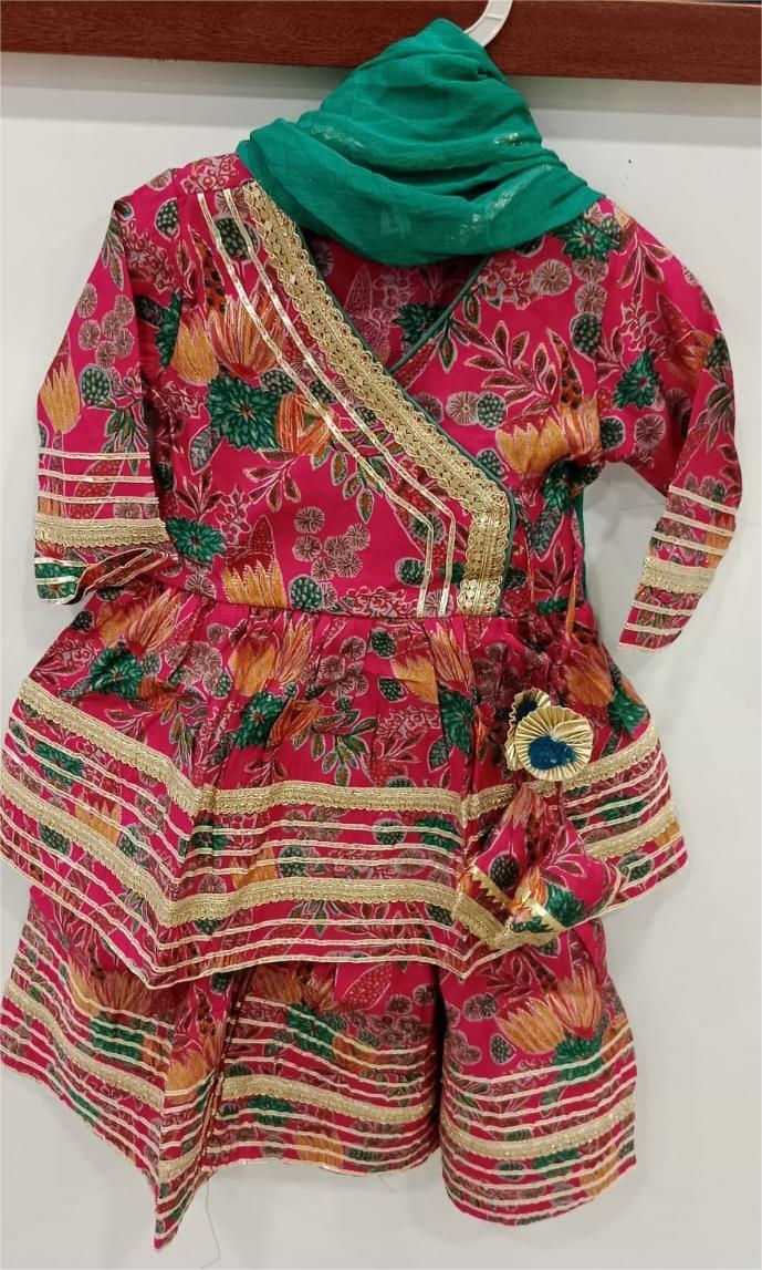 Pink and Green Sharara set with Jarigota