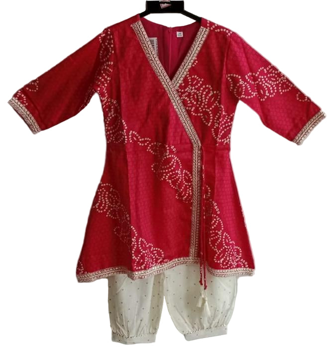 Rani color muslin kurti pant for girls