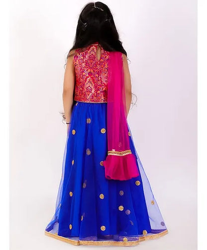 blue floral lehenga