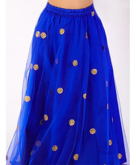 blue floral lehenga