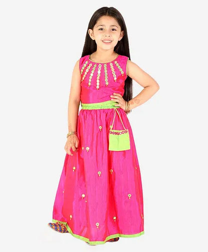 Girls Dark pinkMirror bells lehenga choli