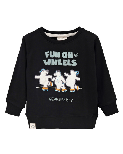 Full Sleeves Sweatshirt Happy Bears Party Theme - Black