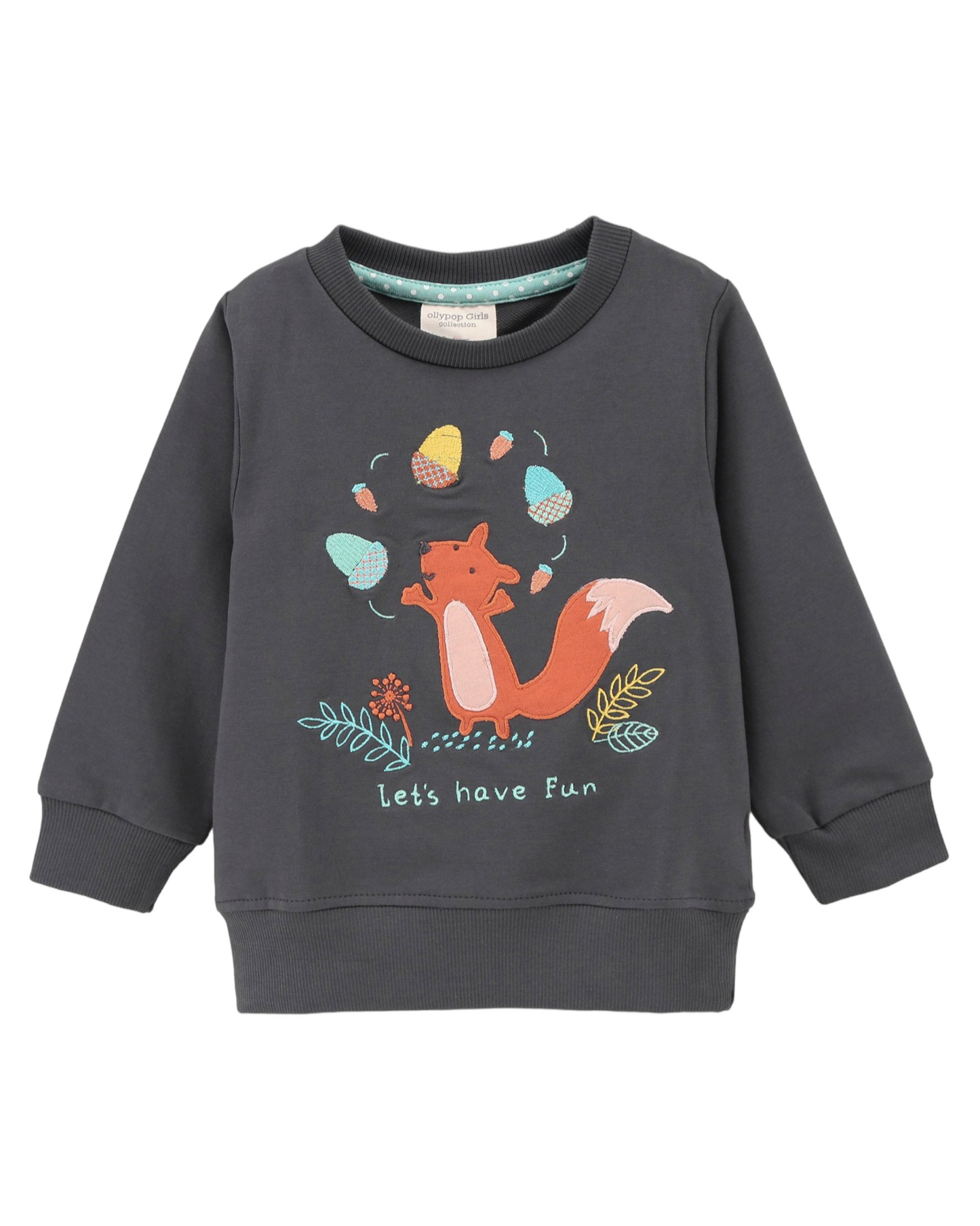 Full Sleeves Sweatshirt Lets Have Fun Theme - Ash Grey