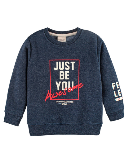 Full Sleeves Sweatshirt Text Print - Black