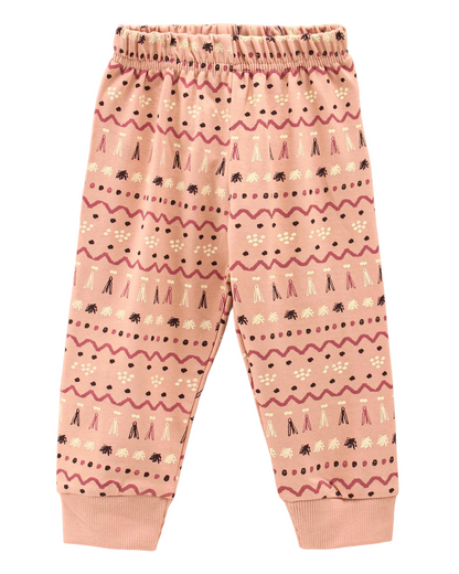 Full Sleeves Sweatshirt & Lounge Pant Set Winter Theme - Peach