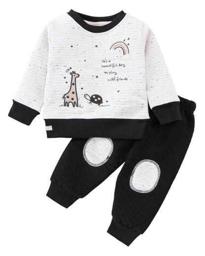 Full Sleeves Sweatshirt & Lounge Pant Set Its Beautiful Theme Winter Set - White