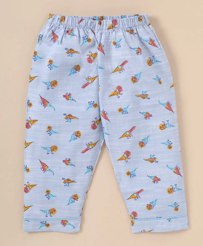 Blue Dinosaur Printed Cotton Night Suit for Boys20