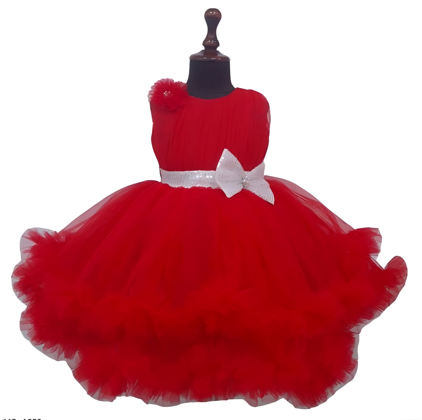 Red Frock with White belt with bow