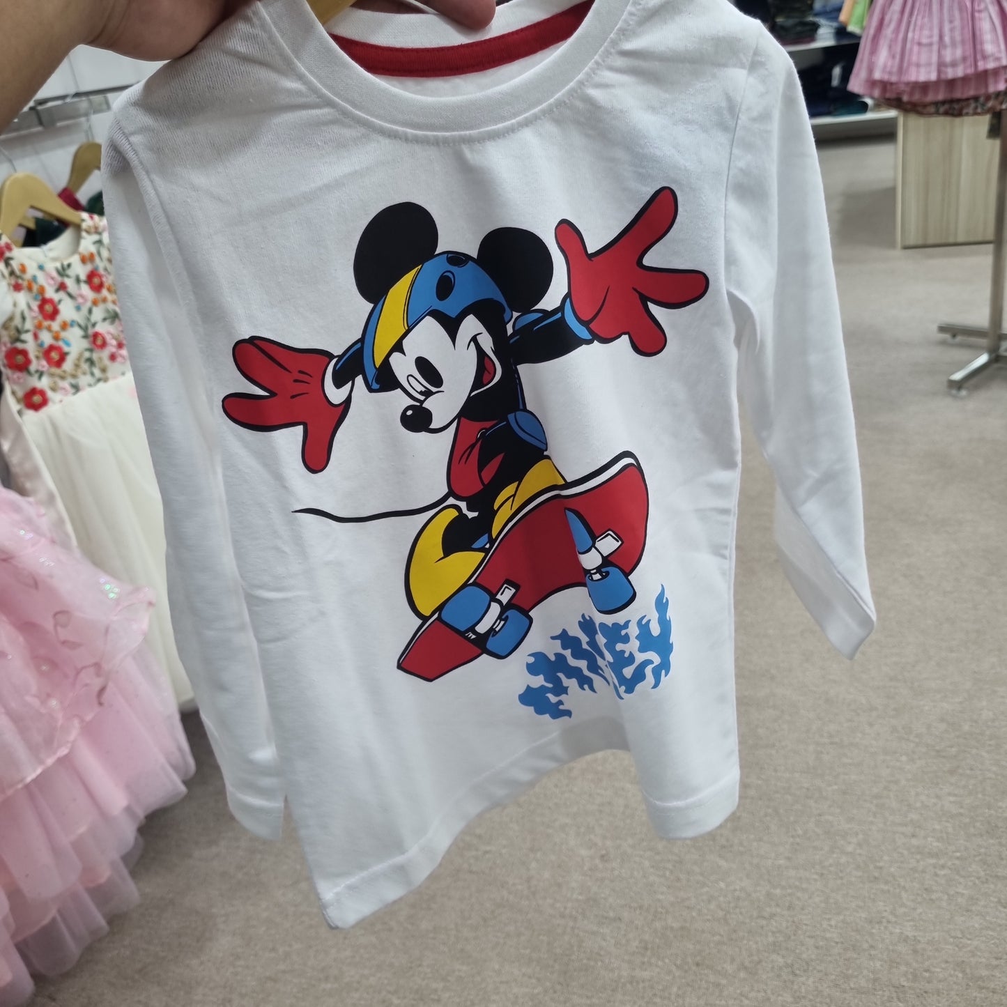 Full sleeves mickey mouse printed t-shirt white