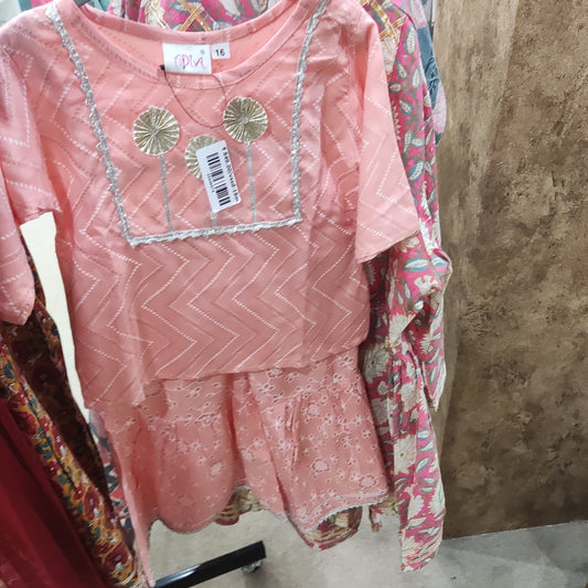 Pink kurti sharara set