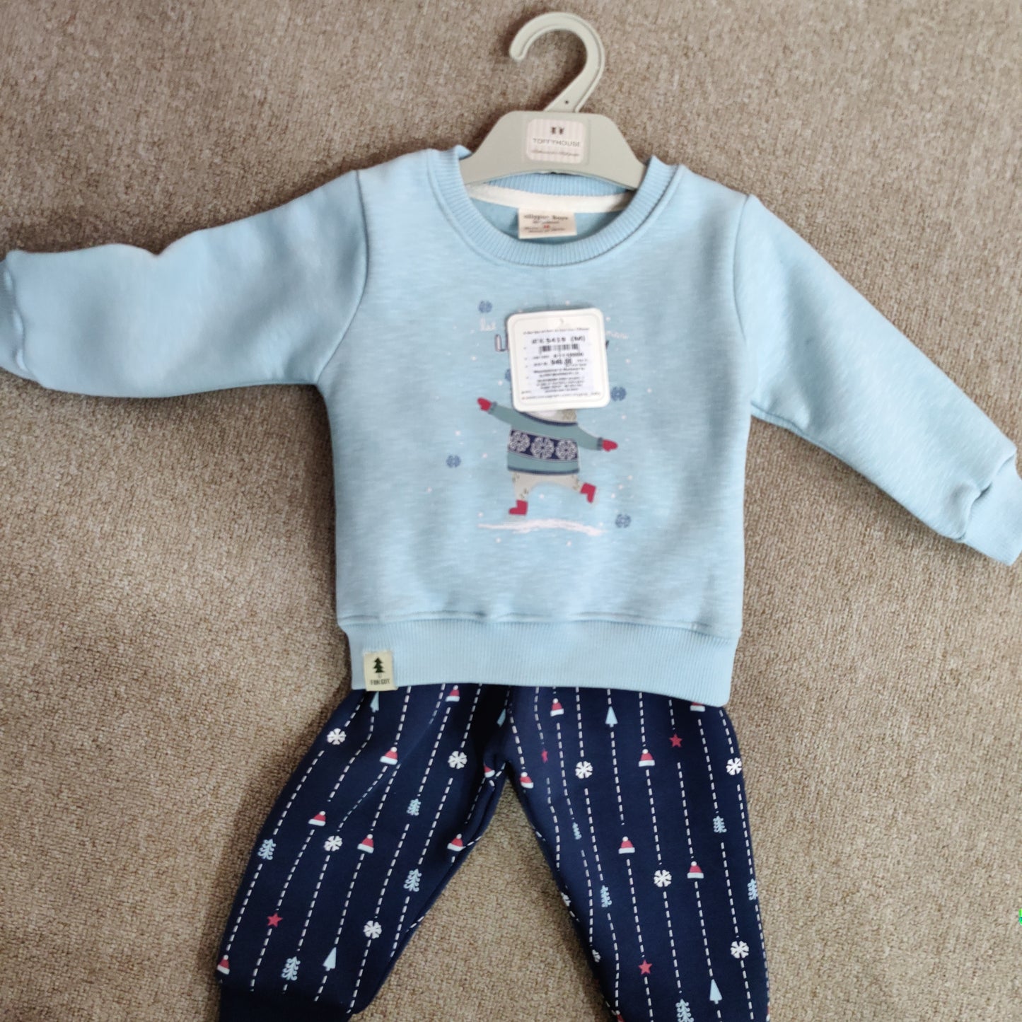 Full Sleeves Sweatshirt & Lounge Pant Set Snow Theme Winter Set - Blue