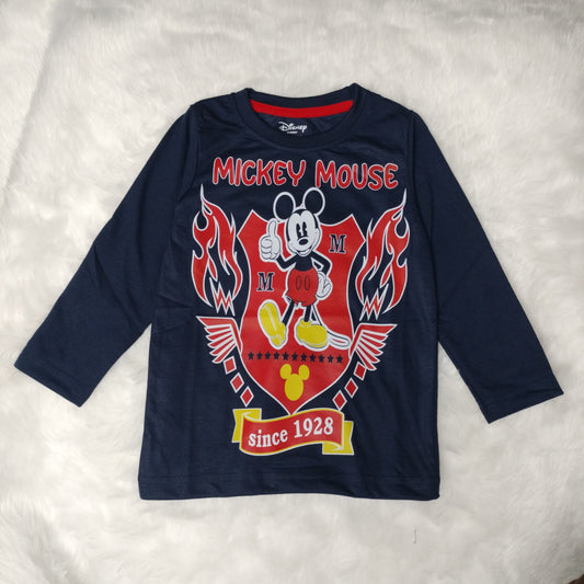 micky mouse print dark blue t-shirt