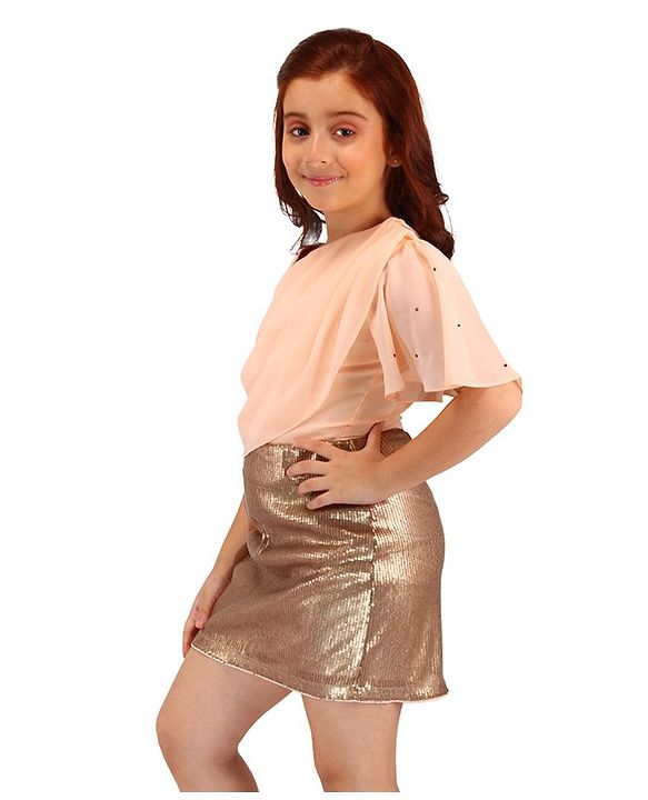 Peach-color-baby-girls-above-knee-party-dress-cute-cumber