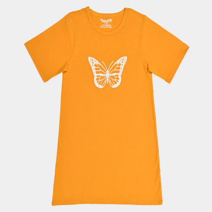 Mustard Butterfly Printed Cotton Night wear for Girls