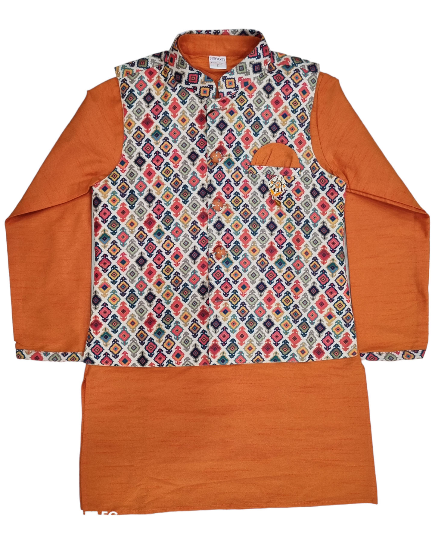 Boys Jacket kurta pajama set, orange (D-762o)