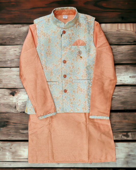 Aarom orange kurta pajama with coat