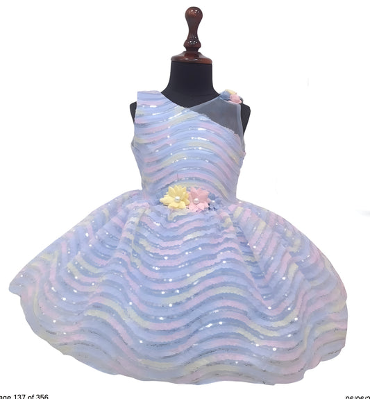 blue and pink stripe frock