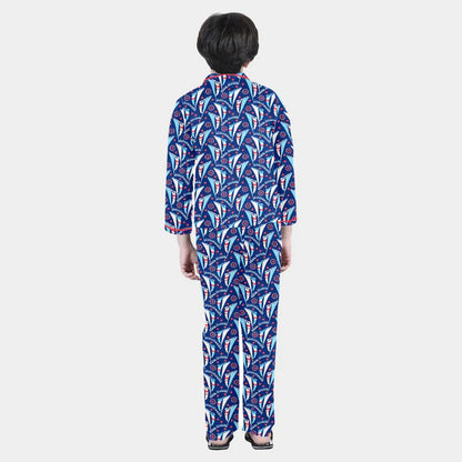 Blue Nautical Printed Cotton Night wear for Boys