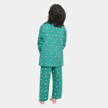 Green Football Printed Cotton Night wear for Kids