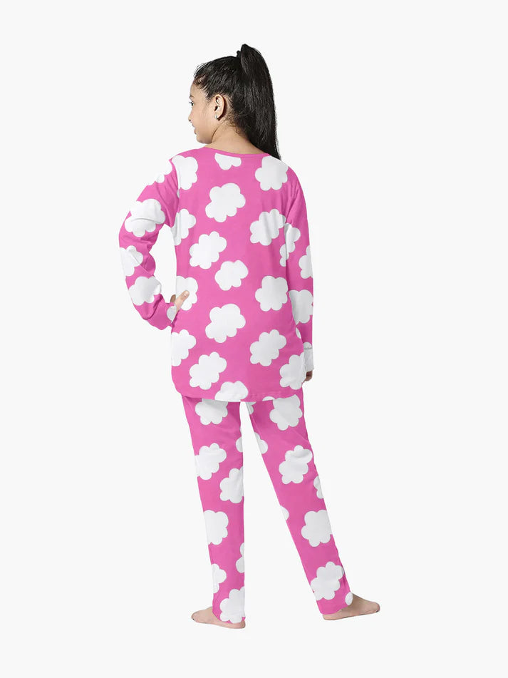 Pink Cloud Printed Cotton Nightwear for Girls18