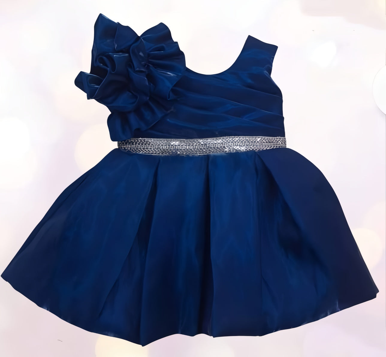 Dark blue frock with White belt
