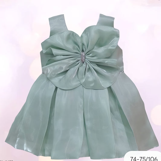 Sea green  frock with big flowery Pattern