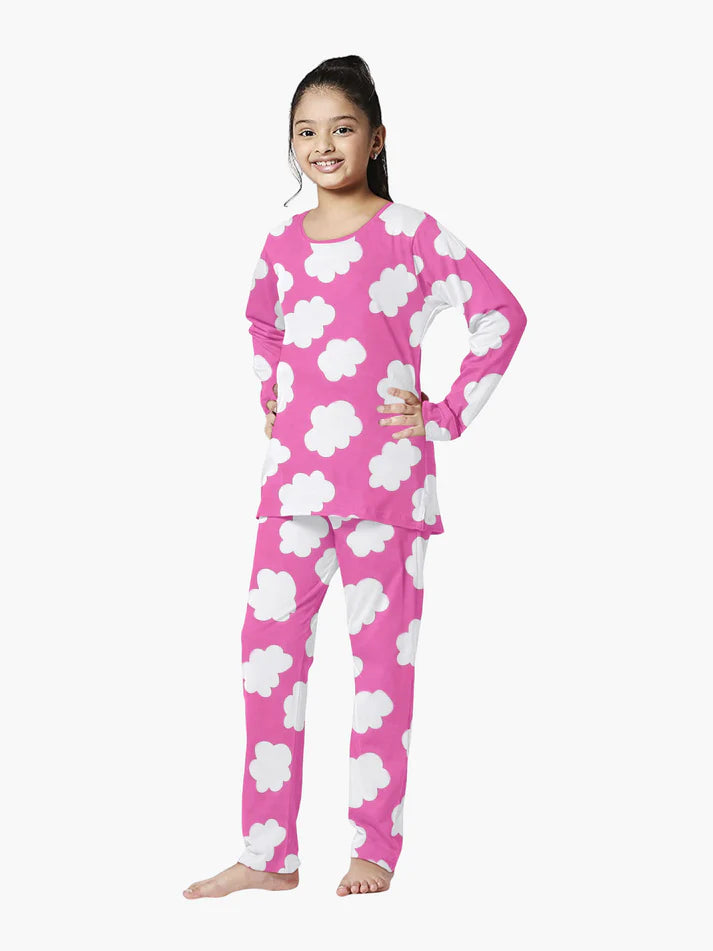 Pink Cloud Printed Cotton Nightwear for Girls18