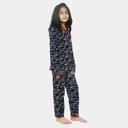 Black Puppy Print Night wear for Kids