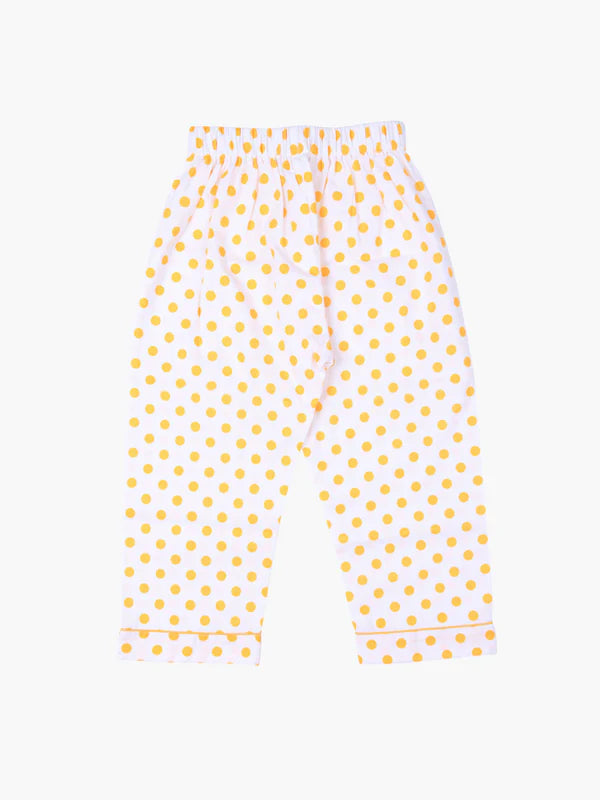 Yellow dot print white colour night ware for kids2