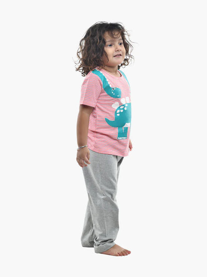 Boys Multi & Grey Printed Night Suit