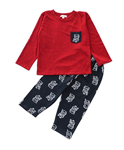 Dark red owl printed night wear for kids